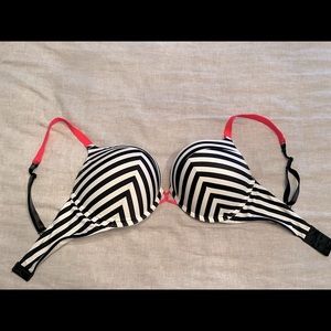 Black and White with Pink Straps VS Bombshell Plunge Bra